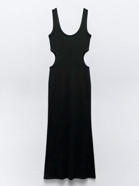 Zara Black Sleeveless Cutout Maxi Dress small 🖤🖤🖤
